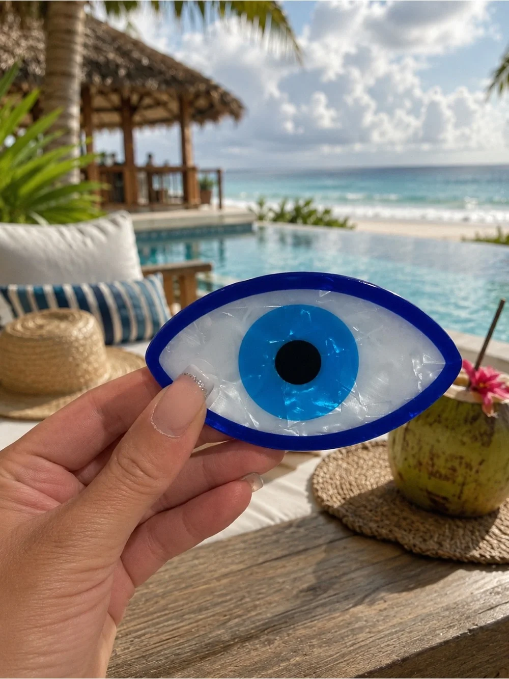Thin hair Blue Evil Eye hair clip